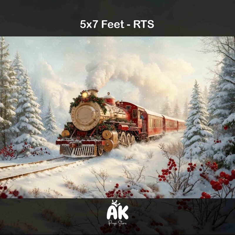North Pole Train 5x7 Feet