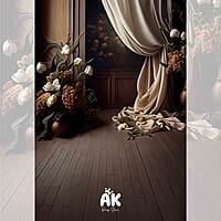 Brown Floral Curtain