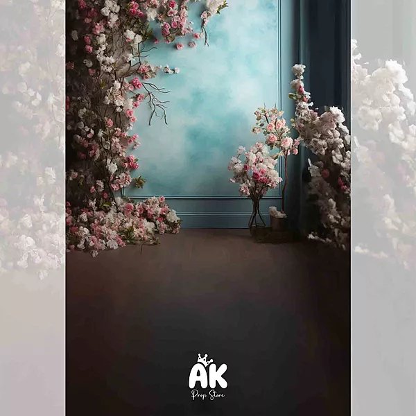 Cyan Floral Portrait
