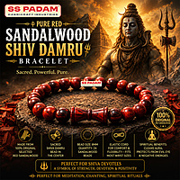 8mm Red Sandalwood Lal Chandan Shiv Damru Bracelet