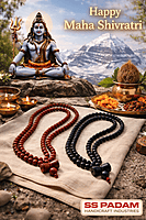 6mm Red Sandalwood (Lal Chandan) Shiv Damru Pendant Mala