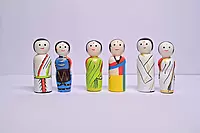 Wooden Peg Dolls – South Indian Family