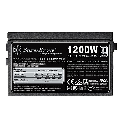 SilverStone Power Supply 1200W Fully Modular 80 Plus Platinum (ST1200-PTS)