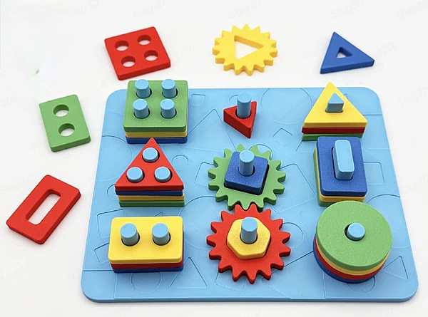 Montessori Shape Stacker Puzzle Board