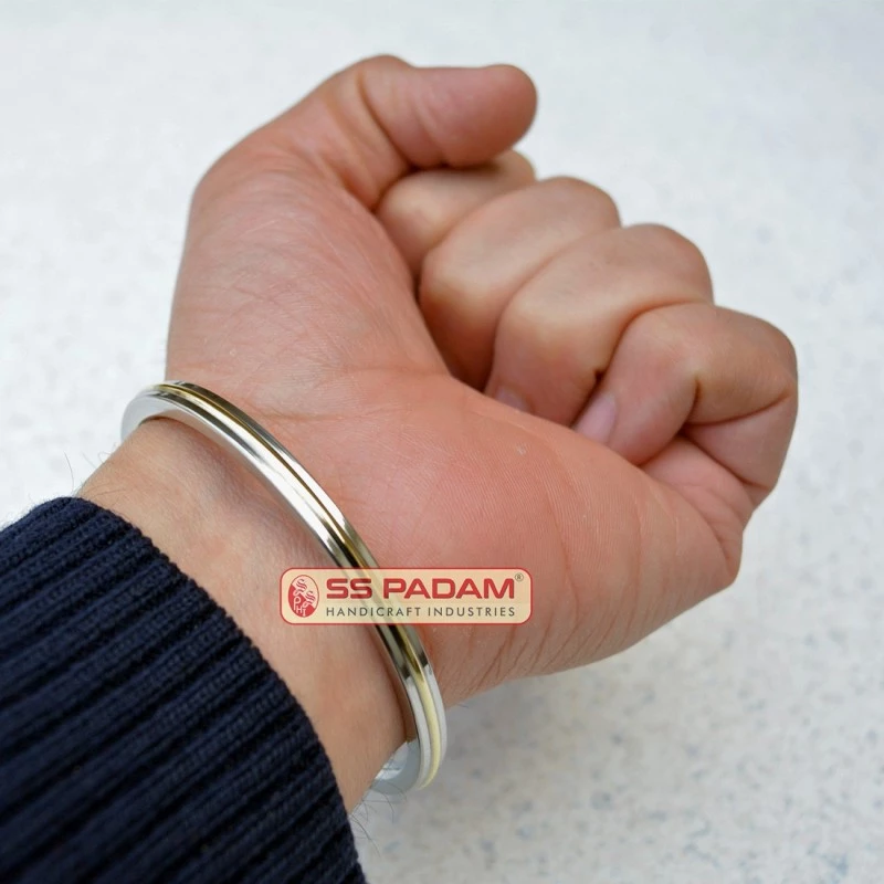 6mm Stainless Steel Flat Brass Ring Punjabi Kada