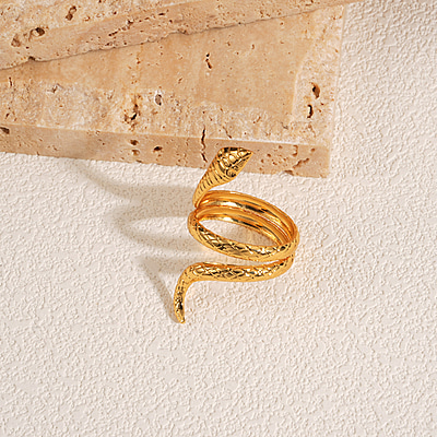 Serpentis 18K Gold-Plated Sculptural Snake Open Ring