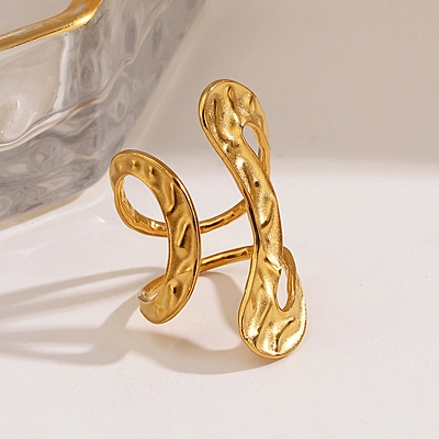 Aurelith 18K Gold-Plated Sculptural Open Ring