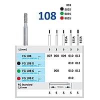 Horico Straight Fissure FG Diamond Bur #108 008 – Pack of 5