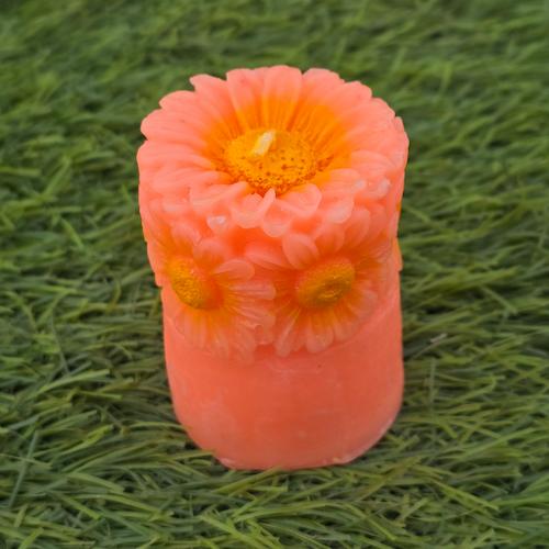 Diwali Candle - Sunflower Pillar - Multi Color - 5pc