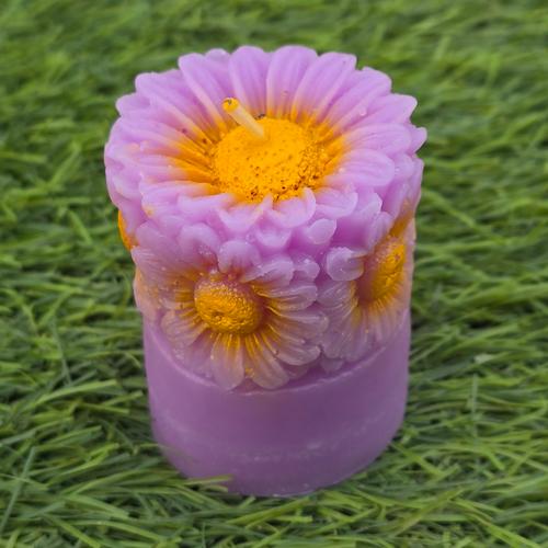 Diwali Candle - Sunflower Pillar - Multi Color - 5pc