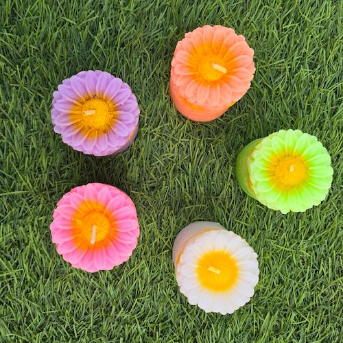 Diwali Candle - Sunflower Pillar - Multi Color - 5pc