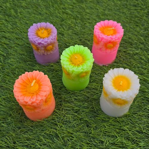Diwali Candle - Sunflower Pillar - Multi Color - 5pc