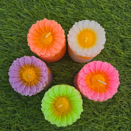 Diwali Candle - Sunflower Pillar - Multi Color - 5pc