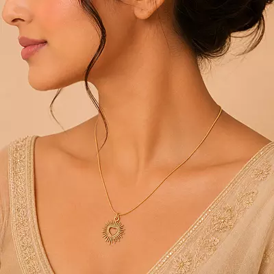 Solara Radiant Heart Sunburst Pendant Necklace