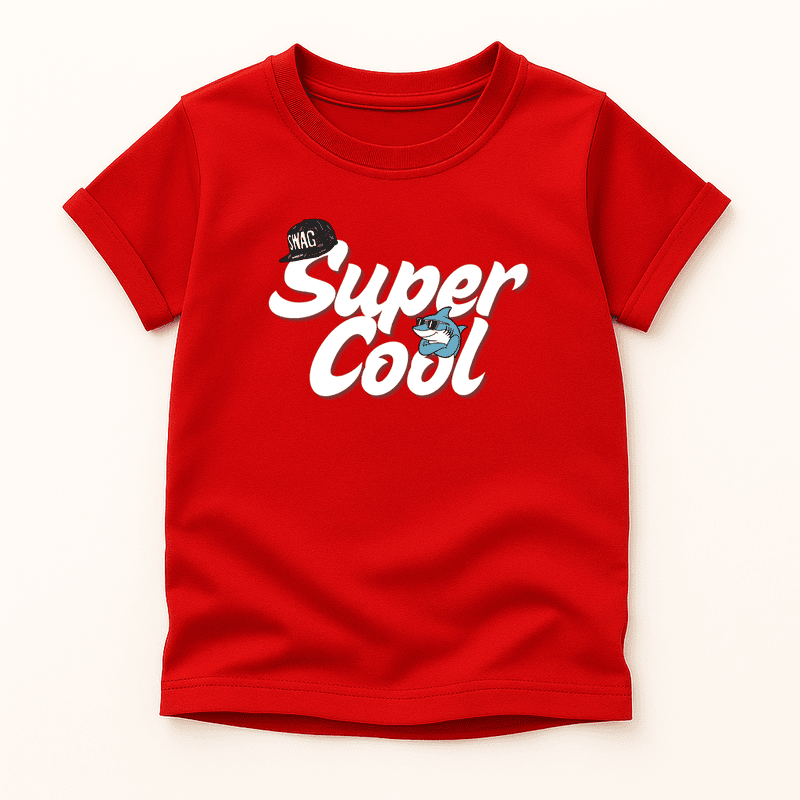 Kids Red Graphic T-Shirt – Super Cool Cotton Tee for Boys