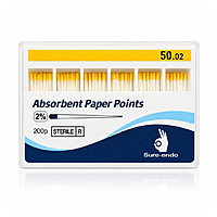 Sure Endo Paper Points 2% Pack of 200 Endodontic Paper Points