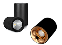 LED Surface Mount Cylinder Light - 12W Prime (NW) Black Body Black Reflector IP33
