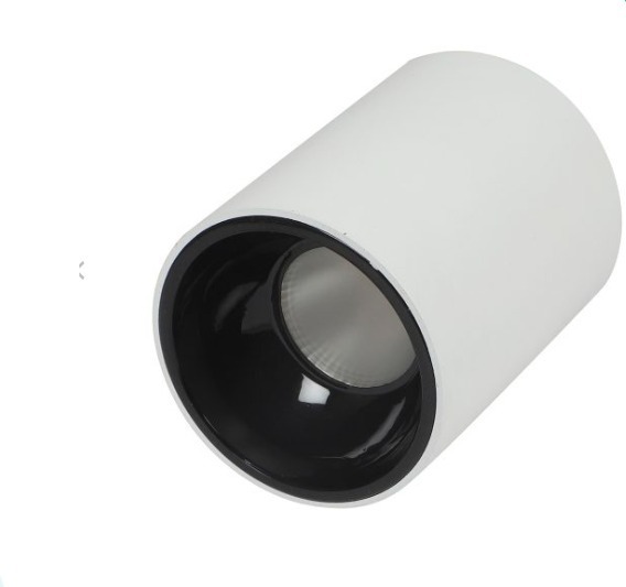 LED Surface Mount Cylinder Light - 18W Prime (NW) White Body Black Reflector IP33