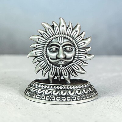 Sun God Idol in Pure 92.5 Silver Antique finish | Surya Dev Murti for Home, Temple, Vastu & Spiritual Decor Sun God Idol in Pure 92.5 Silver Antique finish | Surya Dev Murti for Home, Temple, Vastu & Spiritual Decor