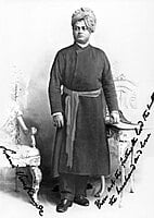 Swami Vivekananda at the World Parliament of Religions, Chicago 1893. Photo with signature