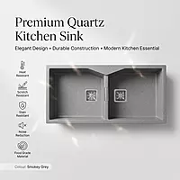 Quartz Elite Double Bowl Sink (Smokey Grey)