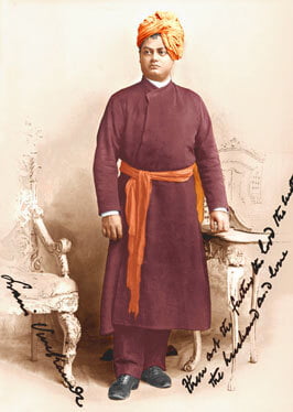 Swami Vivekananda at the World Parliament of Religions, Chicago 1893. Photo with signature