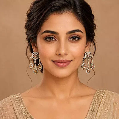 Elara Champagne Crystal Chandelier Earrings