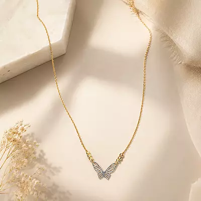 Aurelia Two-Tone Butterfly Pendant Necklace