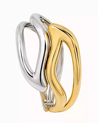 Veyra Sculpted Wave Two-Tone Statement Bracelet