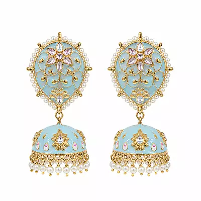 Blue Ethnic Jhumka Earrings