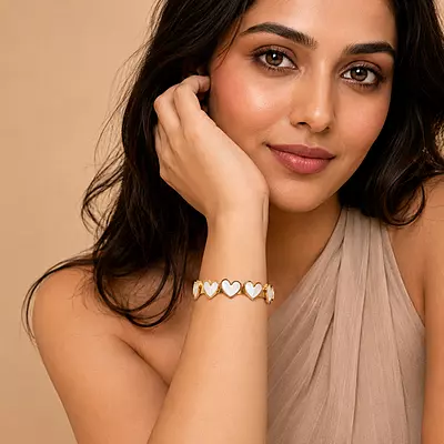 Amora Five-Heart Pearl-Effect Gold-Tone Bracelet