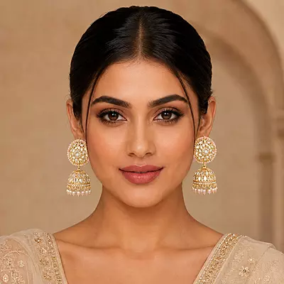 Gulnaar Blush Pink Mirror Jhumka & Maang Tikka Set