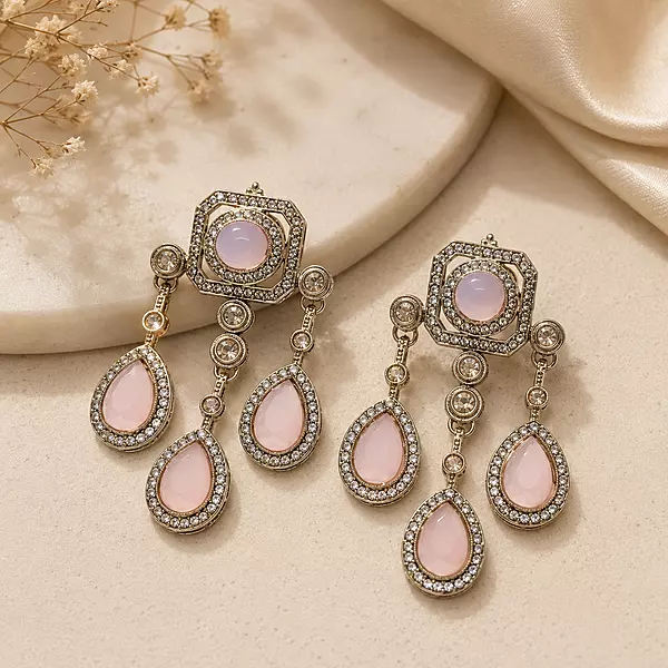 Blush Royale Pink Chandelier Earrings
