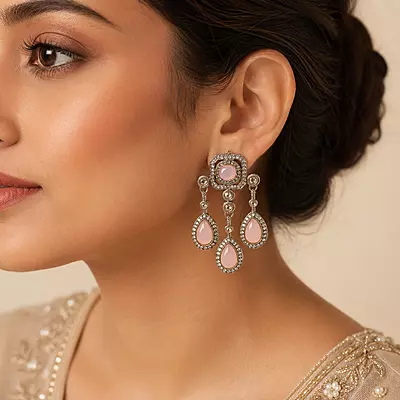 Blush Royale Pink Chandelier Earrings