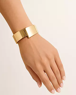Valora Asymmetric Overlap Gold-Tone Cuff Bracelet