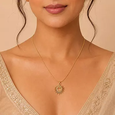 Solara Radiant Heart Sunburst Pendant Necklace