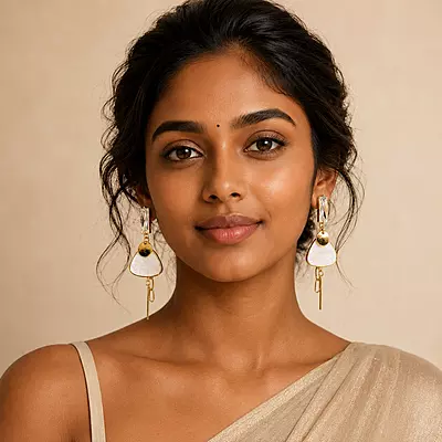 Aveline Pearl Triangle Crystal Gold-Tone Drop Earrings