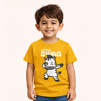 Kids Yellow Graphic T-Shirt – Little Swag Zebra Print Cotton Tee