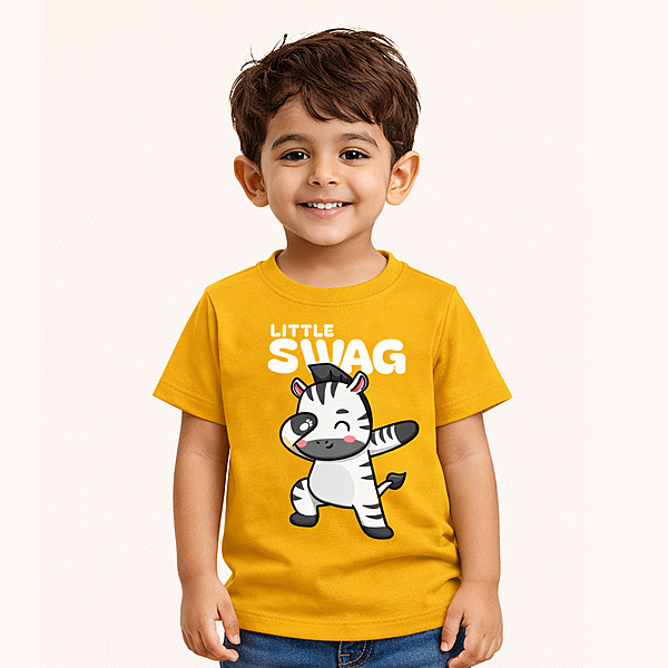 Kids Yellow Graphic T-Shirt – Little Swag Zebra Print Cotton Tee