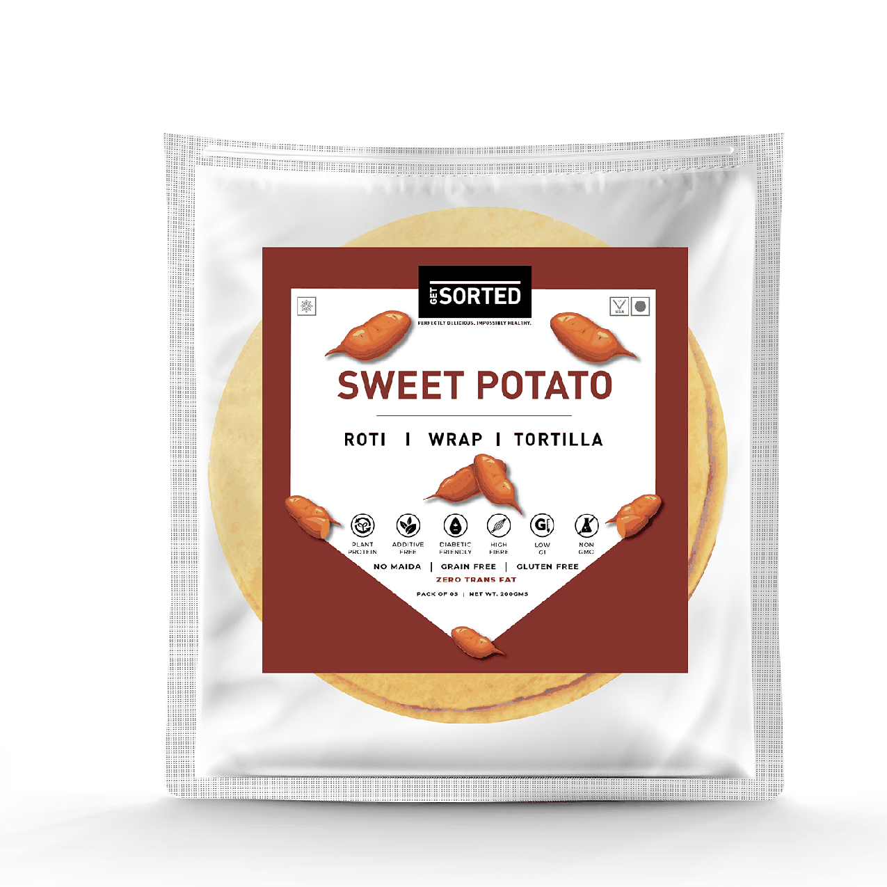 Sweet Potato Roti (Pack Of 5) | 6.2 Gms Net Carbs