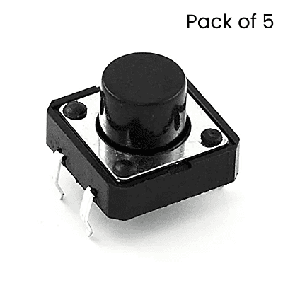 2Pin Round Push button SPST straight Tactile Micro Switch Through Hole (Pack of 5)