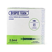 HMD Dispo Van Syringe 2.5ml 24G x 1 Inch Needle | Sterile Disposable Syringe | Box of 100