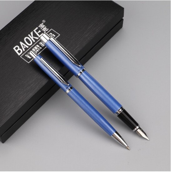 Baoke Fountain Pen(F) & Ballpoint Pen(0.7) Combo T12 Business Blue