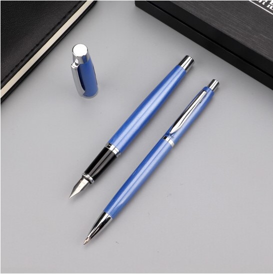 Baoke Fountain Pen(F) & Ballpoint Pen(0.7) Combo T12 Business Blue