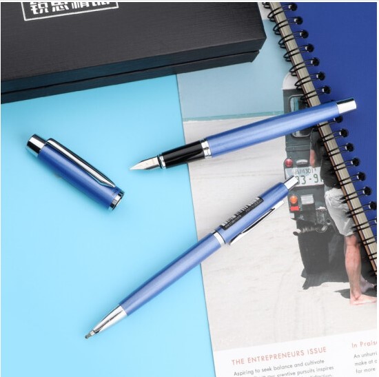 Baoke Fountain Pen(F) & Ballpoint Pen(0.7) Combo T12 Business Blue