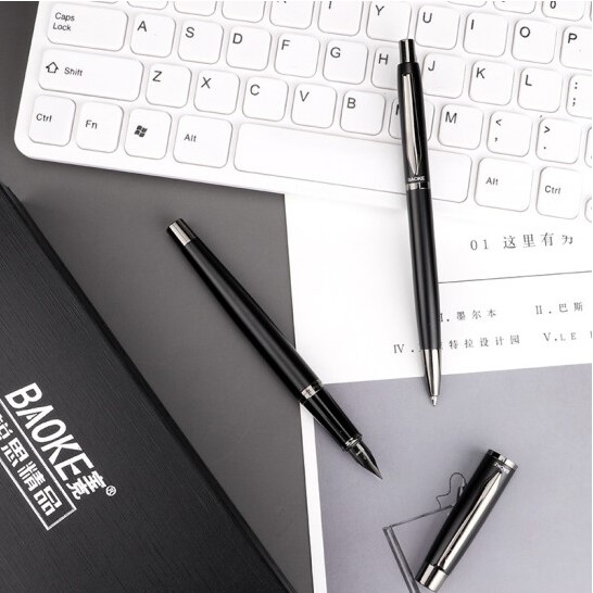 Baoke Fountain Pen(F) & Ballpoint Pen(0.7) Combo T12 Pearl Black