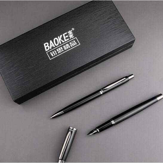 Baoke Fountain Pen(F) & Ballpoint Pen(0.7) Combo T12 Pearl Black