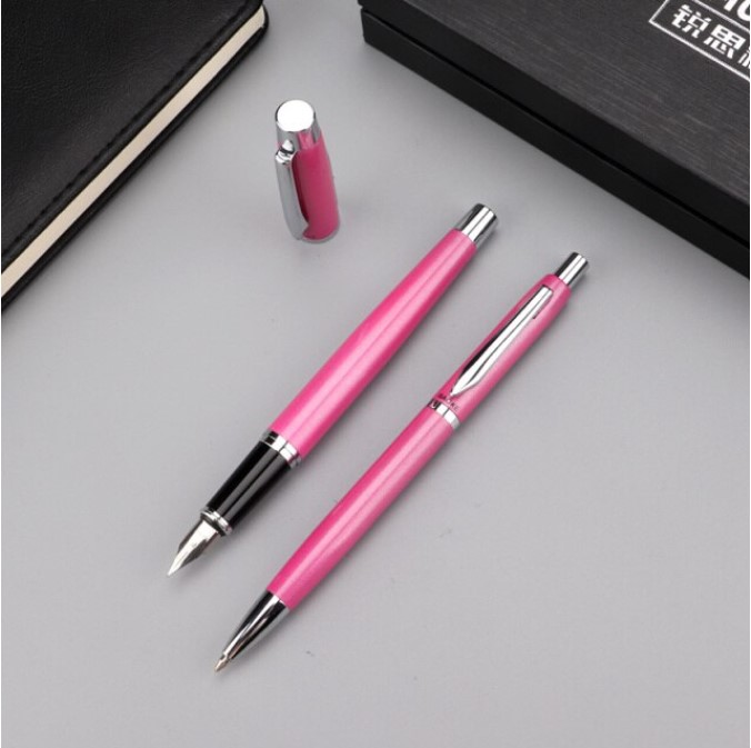 Baoke Fountain Pen(F) & Ballpoint Pen(0.7) Combo T12 Rose Red