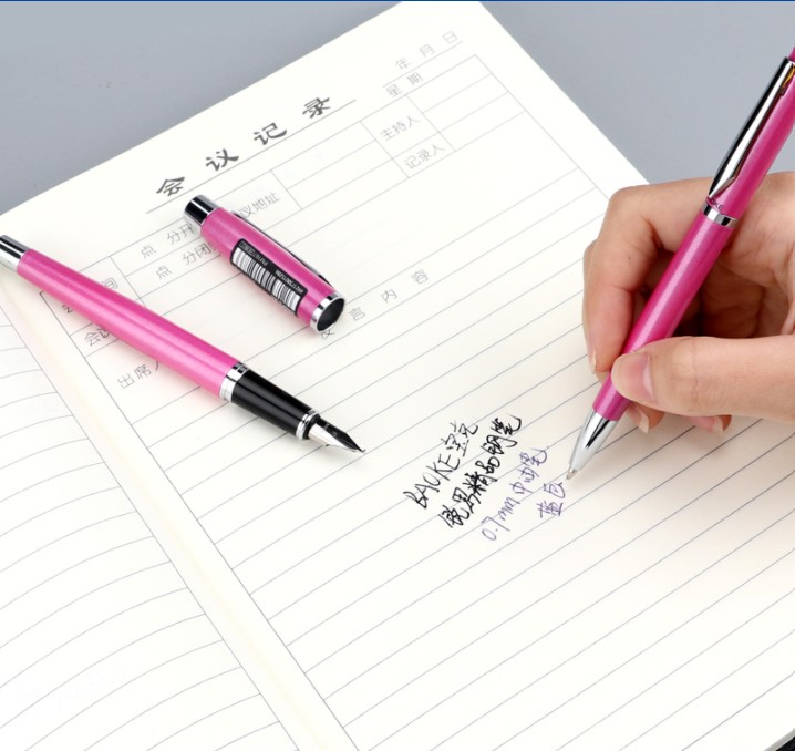 Baoke Fountain Pen(F) & Ballpoint Pen(0.7) Combo T12 Rose Red