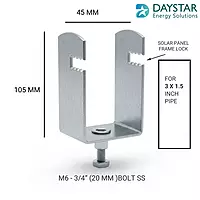 T3 Gapless Solar Mounting Bracket | For 80×40mm (3" × 1.5") Square Pipe